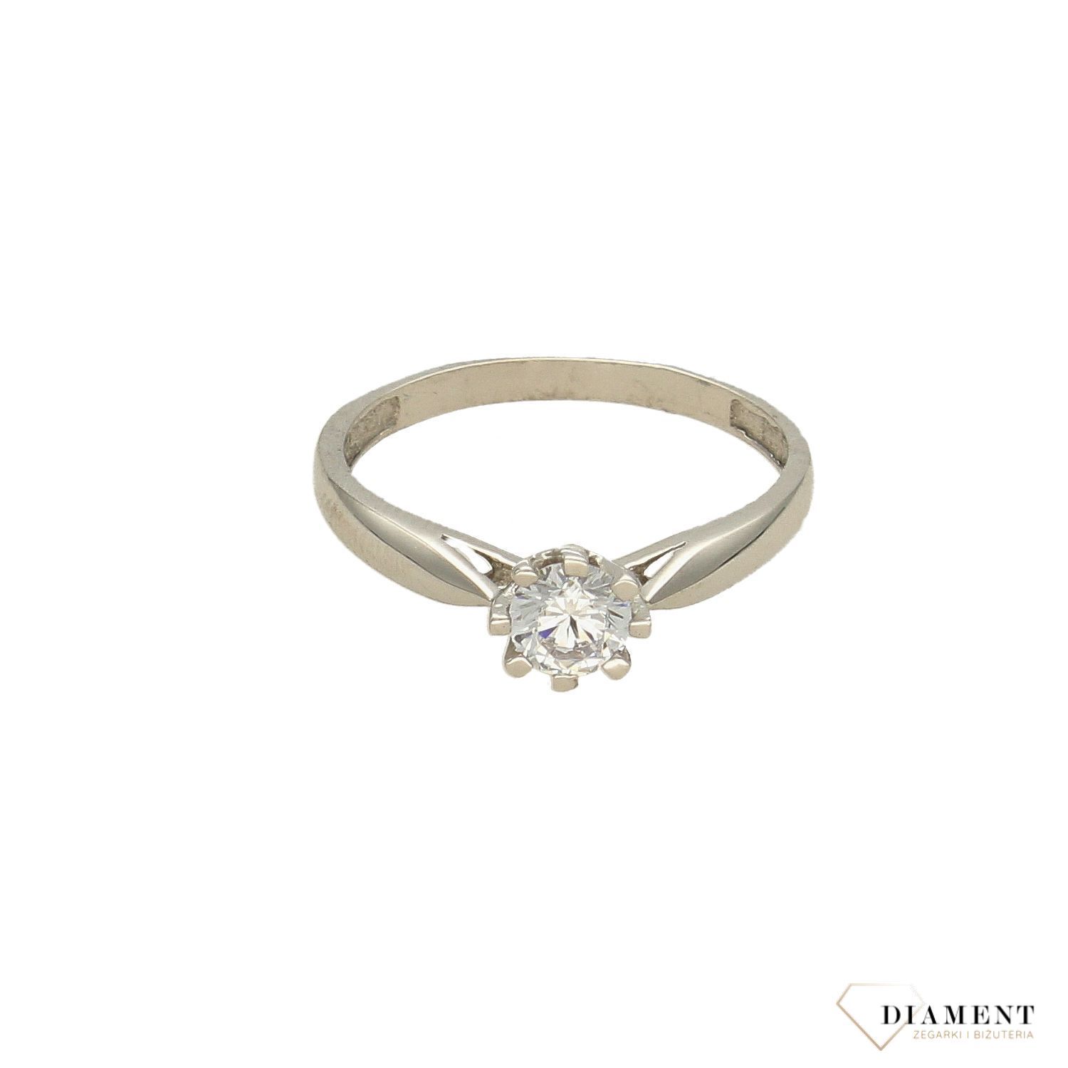 Złoty pierścionek z cyrkonią białe złoto PI 1937A. Pierścionek z białego złota. Pierścionek złoty z cyrkonią. Klasyczny pierścio (3).jpg